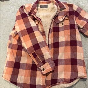 Natural Reflections Burgundy and Peach Sherpa-Lined Shirt